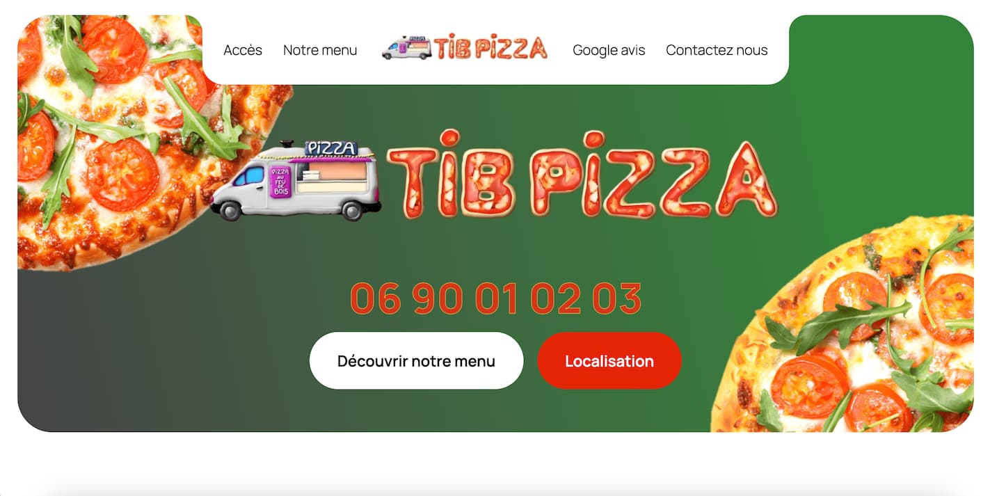 Lien pour se rendre sur Tib Pizza